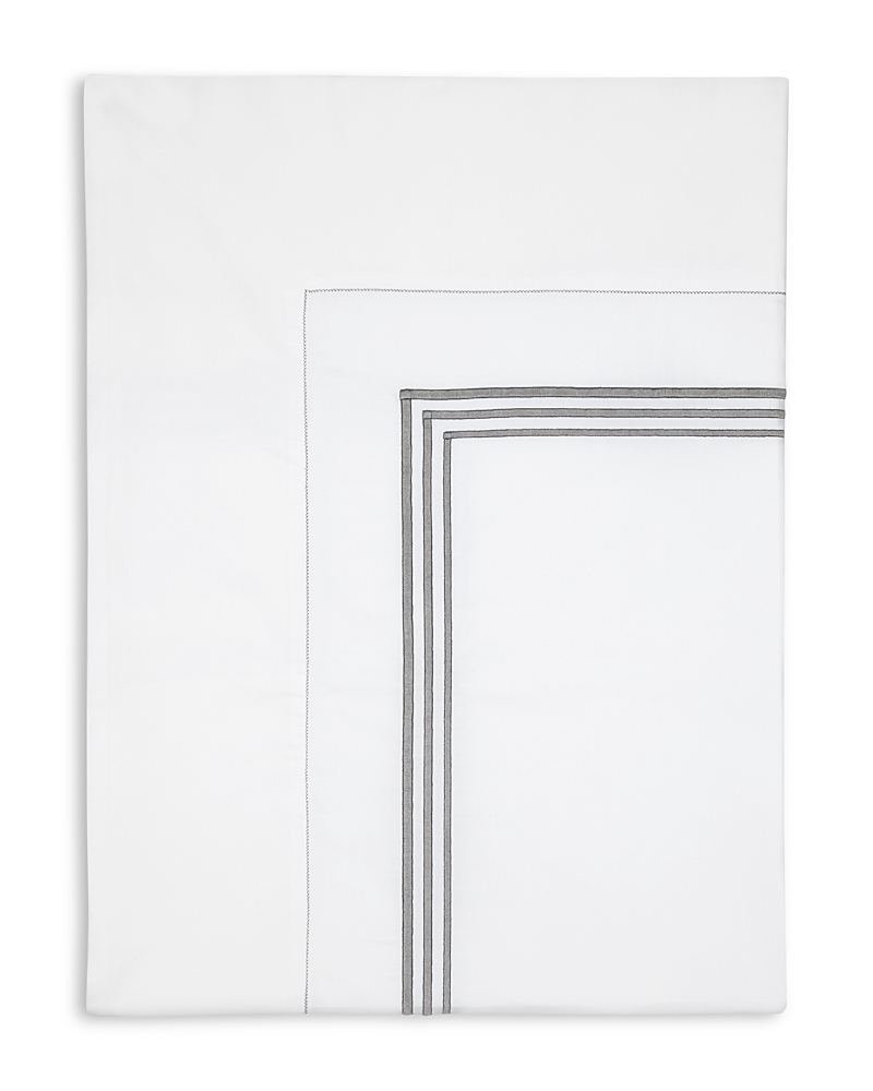 Pratesi Tre Righe Flat Sheet, Twin In White/charcoal