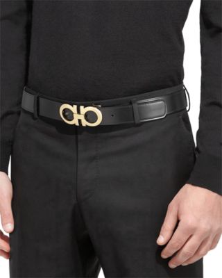 Men's Double Gancini Reversible Smooth Leather Belt