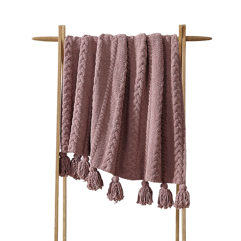 Sunday Citizen Braided Pom Pom Throw In Purple