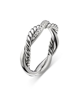 Sterling Silver Petite Infinity Twisted Ring with Diamonds