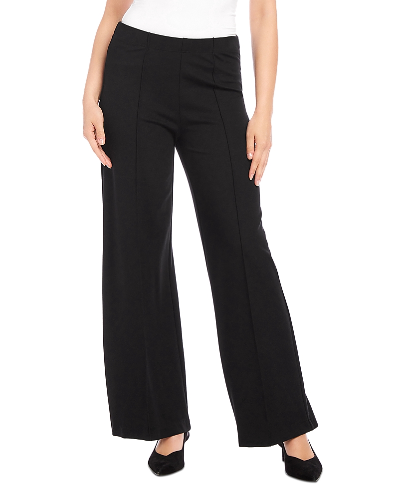 Karen Kane Rhinestone Embellished Wide Leg Trousers In Black