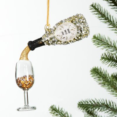 Bloomingdale's Glass Champagne Pouring Ornament - Exclusive