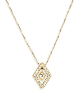 Roberto Coin 18K Yellow Gold Diamante Diamond Geometric Halo Pendant Necklace, 16-18