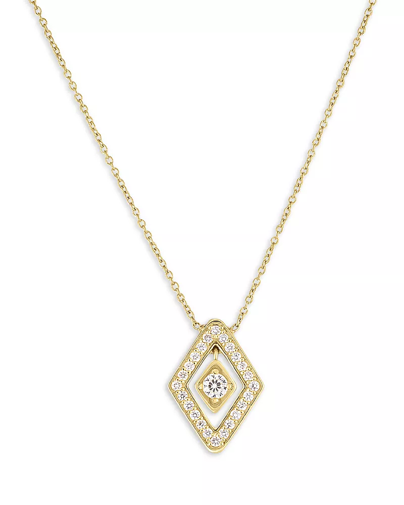 Roberto Coin 18K Yellow Gold Diamante Diamond Geometric Halo Pendant Necklace, 16