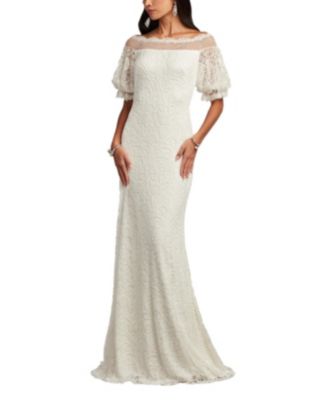 Whelan Embroidered Puff-Sleeve Gown