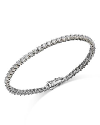 Certified Diamond Double Prong Tennis Bracelet in 14K White Gold, 5.0 tcw