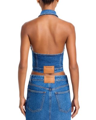 alexanderwang.t Stretch Denim Halter Top | Bloomingdale's