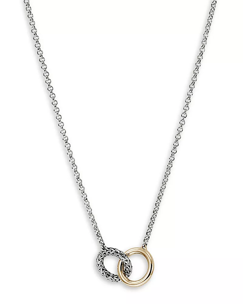 John Hardy 14K Yellow Gold & Sterling Silver Jh Essentials Linked Ring Pendant Necklace, 16