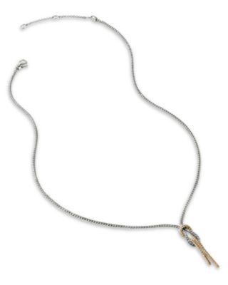 14K Yellow Gold & Sterling Silver Love Knot Y Necklace, 3.6mm, 16-18"