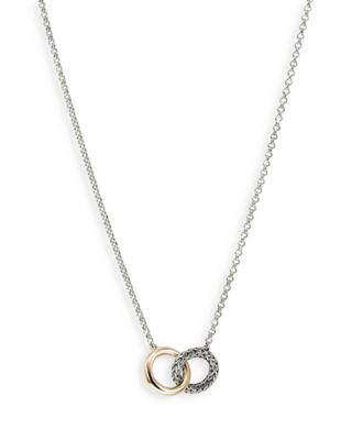 14K Yellow Gold & Sterling Silver JH Essentials Linked Ring Pendant Necklace, 16"-18"