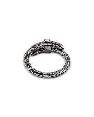 Black Rhodium-Plated Sterling Silver Spear Diamond Wrap Ring