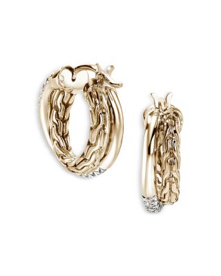 14K Yellow Gold JH Essentials Diamond Pav&eacute; Crossover Hoop Earrings