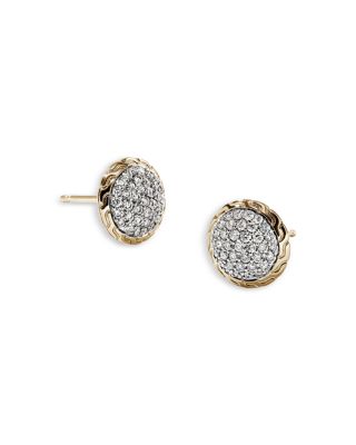 14K Yellow Gold JH Essentials Diamond Pav&eacute; Stud Earrings 