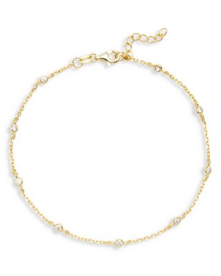 Shashi Emily Cubic Zirconia Ankle Bracelet in 14K Gold Vermeil Sterling Silver