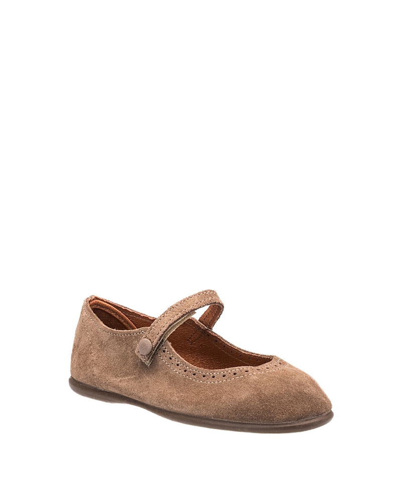 Elephantito Girls' Suede Mary Jane With Decorative Button - Toddler, Little Kid, Big Kid In Beige