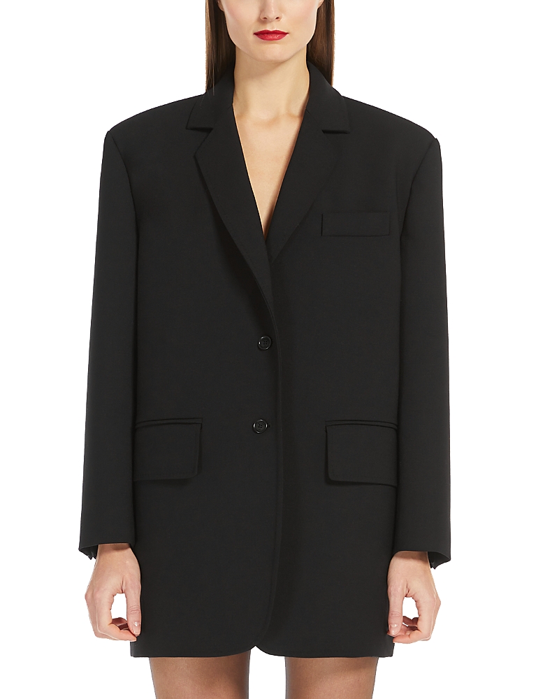Max Mara Suez Oversized Wool-blend Blazer In Black