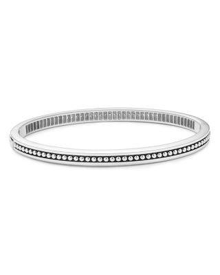 Sterling Silver Caviar Spark Diamond Bangle Bracelet