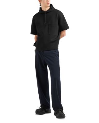 Double Jersey Short Sleeved Hooded Sweatshirt