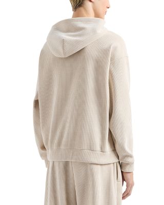 Ribbed Jersey Velvet Hooded Sweatshirt