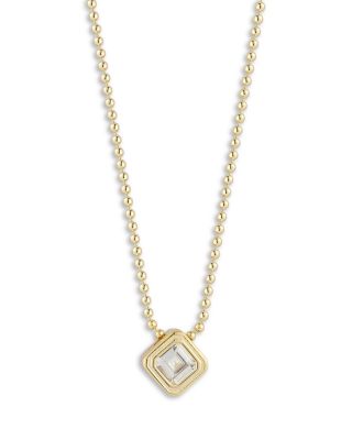 Aqua Cubic Zirconia Square Pendant Necklace, 16-18 - Exclusive