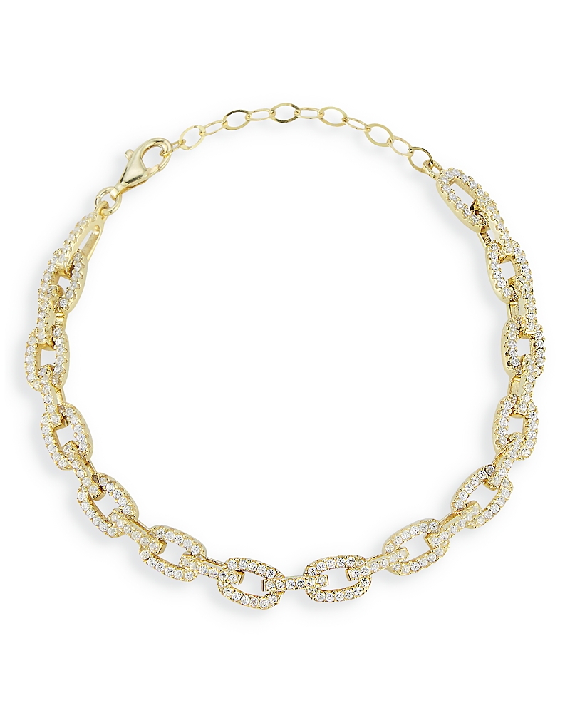 Aqua Pave Link Chain Bracelet - Exclusive In Gold