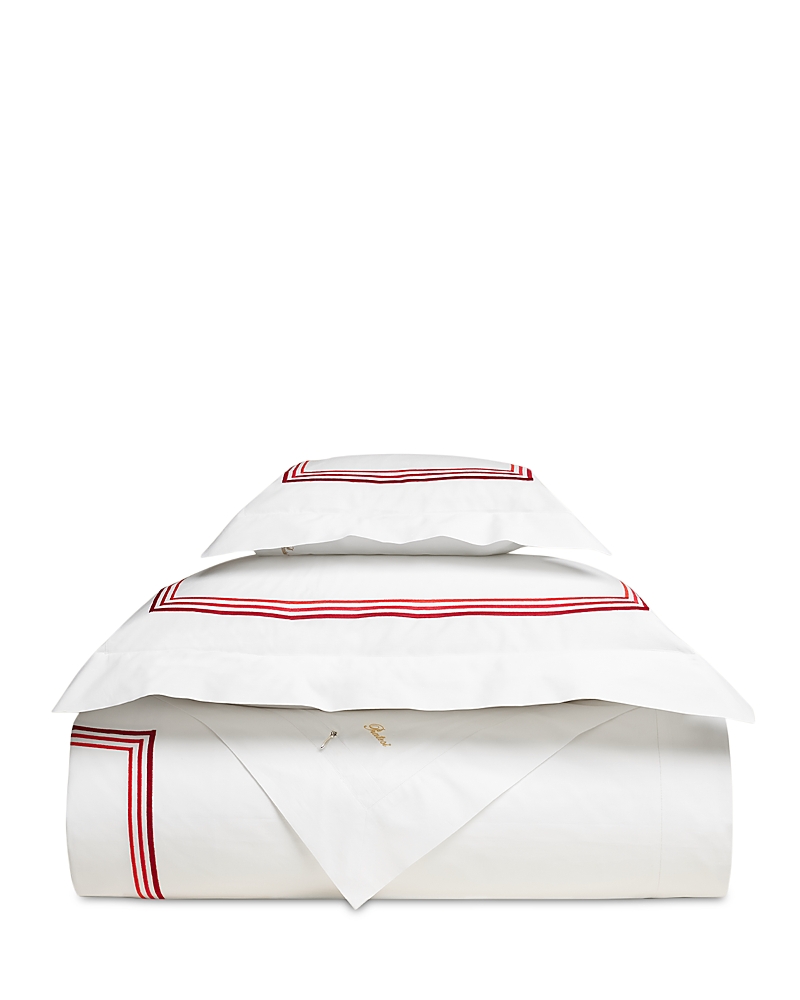 Pratesi Tre Righe Ombre Duvet Cover, Full/queen In White/scarlet