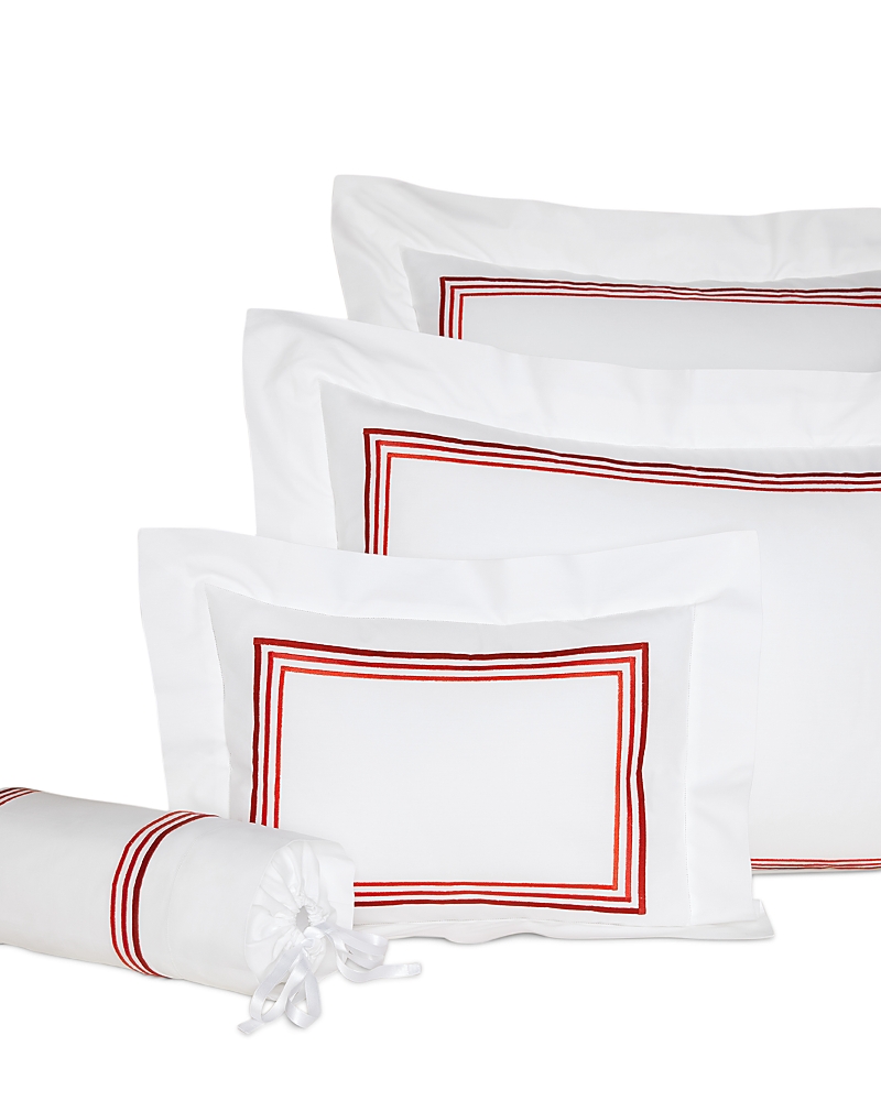 Pratesi Tre Righe Ombre Standard Sham In White/scarlet