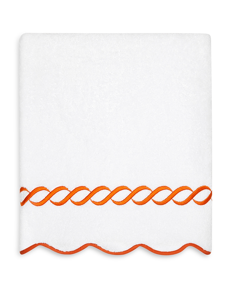 Pratesi Cotton Treccia Bath Towel In White/orange