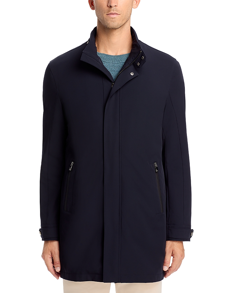 Corneliani Mens Concealed-hood Detachable-lining Waterproof Jacket Black In Navy