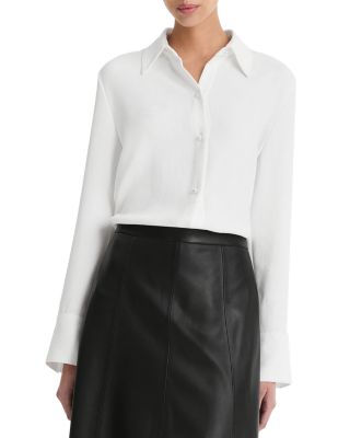Vince - Long Sleeve Pearl Button Blouse