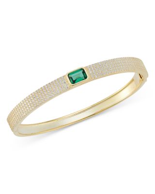 AQUA - Pav&eacute; & Single Green Cubic Zirconia Bangle Bracelet - Exclusive