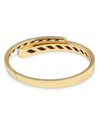 18K Yellow Gold Like Diamond Pav&eacute; Bypass Bangle Bracelet - Exclusive, Italy Campaign