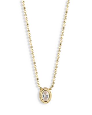 AQUA - Oval Cubic Zirconia Pendant Necklace, 16"-18" - Exclusive