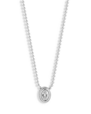 Aqua Oval Cubic Zirconia Pendant Necklace, 16-18 - Exclusive