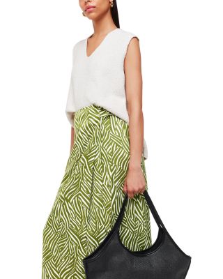 Linear Leaf Wrap Midi Skirt