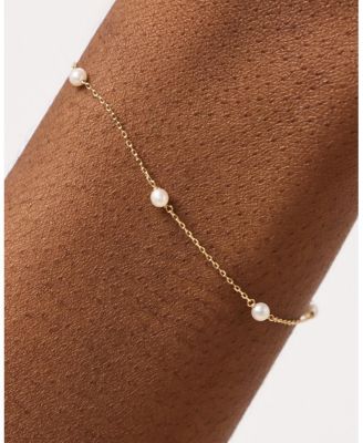 Gold Pearl Bracelet - Gold Pearl Station Bracelet