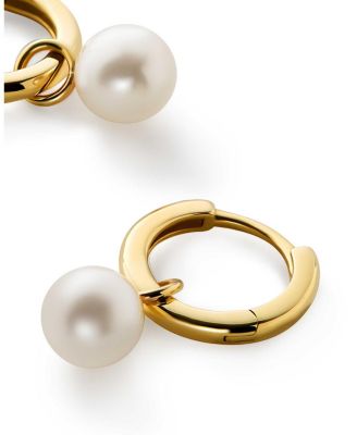 Small Gold Hoop Earrings - Gold Pearl Hoops