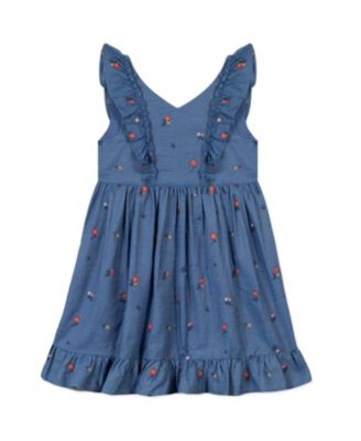 Tartine et Chocolat - Girls' Floral Embroidered Chambray Dress - Little Kid, Big Kid