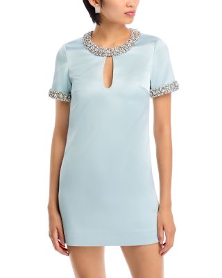 Self-Portrait - Satin Embellished Mini Dress