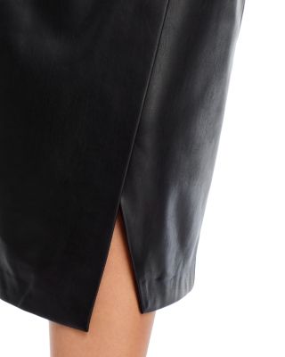 Faux Leather O-Ring Wrap Midi Skirt