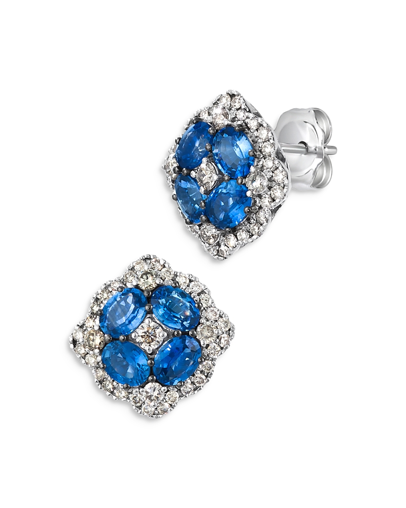 Bloomingdale's Fine Collection Blue Sapphire & Champagne Diamond Stud Earrings in 14K White Gold