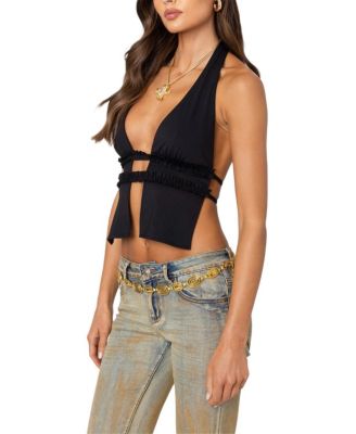 Luma Split Front Backless Halter Top