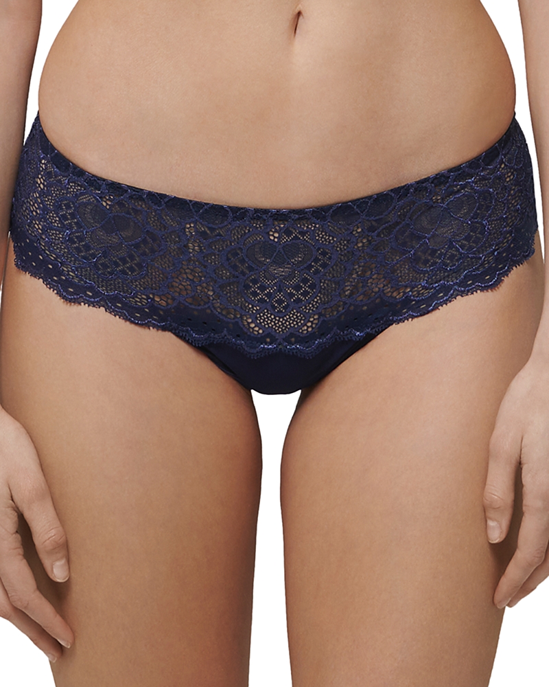 Simone Perele Caresse Lace-trim Boyshorts In Ink Blue