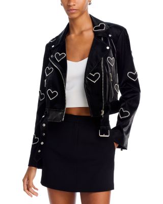 Cinq à Sept - Zoe Faux Leather Rhinestone Heart Jacket