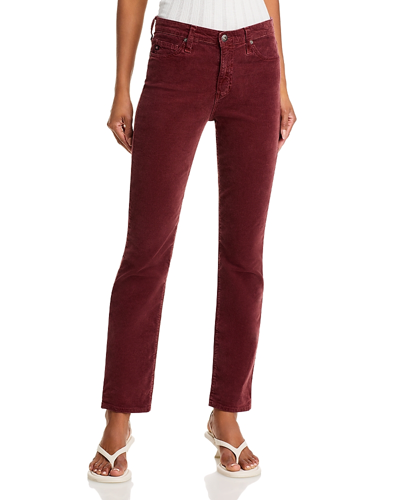 Ag Mari Mid Rise Slim Straight Leg Jeans In Bordeaux Rouge