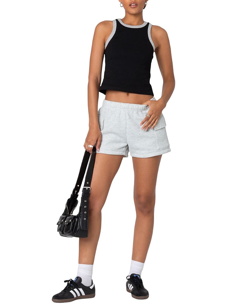 Edikted Garnet Cargo Sweat Shorts In Light Gray