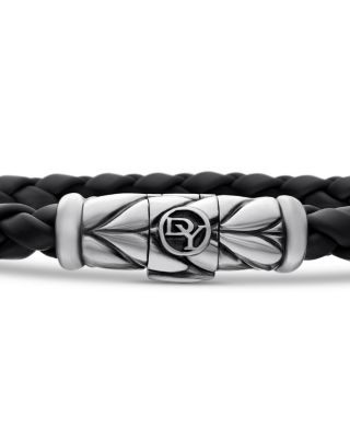 Men's Chevron Woven Rubber Bracelet in Black, 6mm
