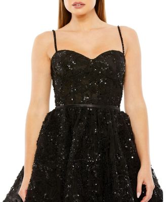 Beaded Strap Bustier Sequin Detail Mini Dress