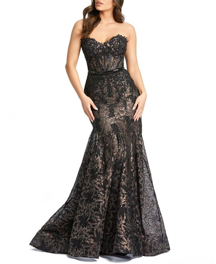 Mac Duggal - Strapless Sweetheart Neckline Floral Ball Gown