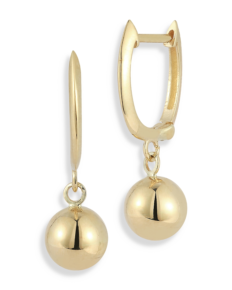 Moon & Meadow 14k Yellow Gold Ball Charm Dangle Hoop Earrings In Gold